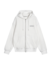STITCH WAFFLE HOOD ZIP-UP - WHITE