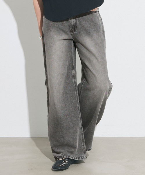 coca(coca)(コカ)の「とろみデニムワイドパンツ(デニムパンツ・レディース・ブルー/グレー・M/S/L)」の2枚目の写真