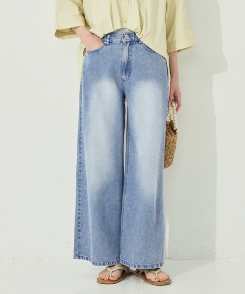 coca(coca)(コカ)の「とろみデニムワイドパンツ(デニムパンツ・レディース・ブルー/グレー・M/S/L)」の16枚目の写真