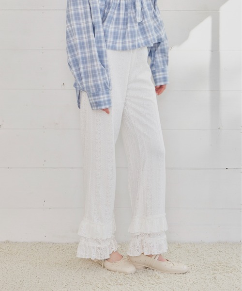 Heather（ヘザー）の「アソートワイドフリルパンツ　656056（その他パンツ・レディース・ブラック/アイボリー/グレー・FREE）」の2枚目の写真