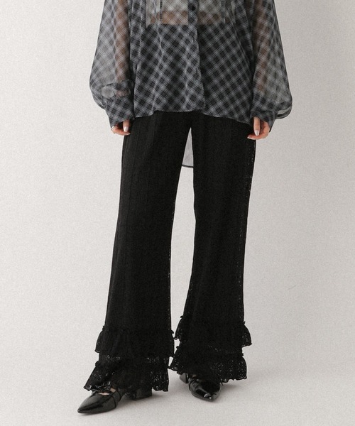 Heather（ヘザー）の「アソートワイドフリルパンツ　656056（その他パンツ・レディース・ブラック/アイボリー/グレー・FREE）」の3枚目の写真