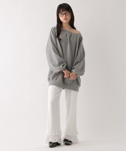 Heather（ヘザー）の「アソートワイドフリルパンツ　656056（その他パンツ・レディース・ブラック/アイボリー/グレー・FREE）」の5枚目の写真