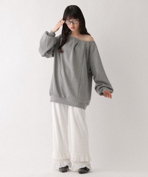 Heather（ヘザー）の「アソートワイドフリルパンツ　656056（その他パンツ・レディース・ブラック/アイボリー/グレー・FREE）」の6枚目の写真