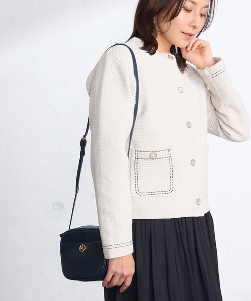 GALLORIA(ギャローリア)の「ポコポコ柄編みニットジャケット(カーディガン/ボレロ・レディース・ブルー/ライトベージュ・L/LL/M/S)」の9枚目の写真