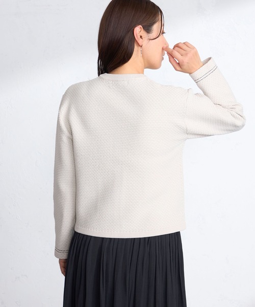 GALLORIA(ギャローリア)の「ポコポコ柄編みニットジャケット(カーディガン/ボレロ・レディース・ブルー/ライトベージュ・L/LL/M/S)」の8枚目の写真