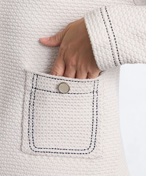 GALLORIA(ギャローリア)の「ポコポコ柄編みニットジャケット(カーディガン/ボレロ・レディース・ブルー/ライトベージュ・L/LL/M/S)」の7枚目の写真