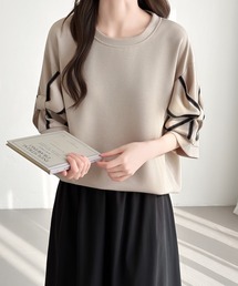 ABITOKYO（アビトーキョー）の「袖リボンデザイン半袖ダンボールプルオーバー（スウェット）」