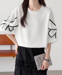 ABITOKYO（アビトーキョー）の「袖リボンデザイン半袖ダンボールプルオーバー（スウェット）」