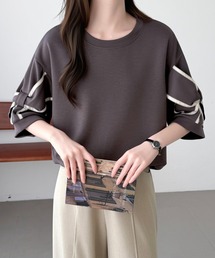ABITOKYO（アビトーキョー）の「袖リボンデザイン半袖ダンボールプルオーバー（スウェット）」