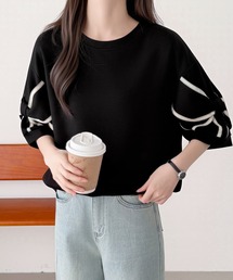 ABITOKYO（アビトーキョー）の「袖リボンデザイン半袖ダンボールプルオーバー（スウェット）」