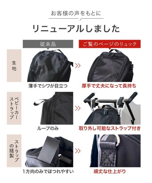 LASIEM(ラシエム)の「マザーズバッグ マザーズリュック バッグ 背面ポケット 大容量 27L レディース メンズ ナイロン(バックパック/リュック・レディース・ブラック・FREE)」の3枚目の写真