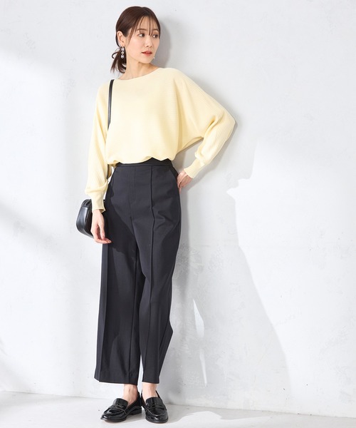 GALLORIA（ギャローリア）の「【伸縮性抜群】ピンタックワイドパンツ（その他パンツ・レディース・ブラック/チャコールグレー・L/LL/M/S）」の3枚目の写真