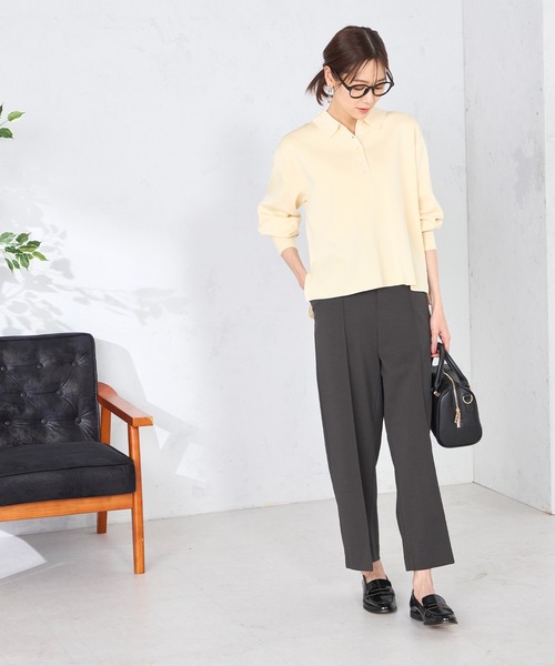 GALLORIA（ギャローリア）の「【伸縮性抜群】ピンタックワイドパンツ（その他パンツ・レディース・ブラック/チャコールグレー・L/LL/M/S）」の10枚目の写真