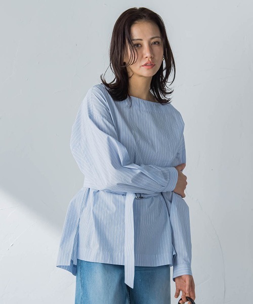 LAUTREAMONT(ロートレアモン)の「ボートネックコットンポプリンストライプブラウス(シャツ/ブラウス・レディース・グリーン系その他/ブルー系その他/ピンク系その他・9号)」の11枚目の写真