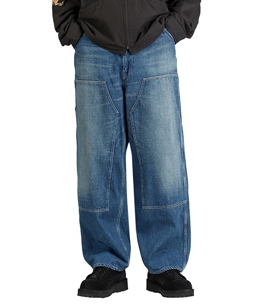 GOLD（ゴールド）の「GOLD / ゴールド：RECYCLED WASTE SUVIN COTTON YARN 11.5oz DENIM DOUBLE KNEE PAINTER PANTS VINTAGE：25B-GL42582H[MUS]（デニムパンツ・メンズ・ネイビー・S/XL/L/M）」の7枚目の写真