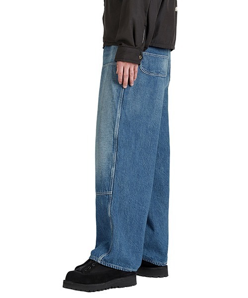 GOLD（ゴールド）の「GOLD / ゴールド：RECYCLED WASTE SUVIN COTTON YARN 11.5oz DENIM DOUBLE KNEE PAINTER PANTS VINTAGE：25B-GL42582H[MUS]（デニムパンツ・メンズ・ネイビー・S/XL/L/M）」の8枚目の写真