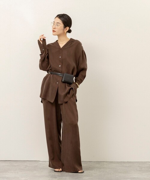 MAQWEL（マクウェル）の「《セットアップ対応》【MAQWEL/マクウェル】ウォッシャブルサテンパンツ（その他パンツ・レディース・ブラック/ダークブラウン/オフホワイト・M/S）」の22枚目の写真