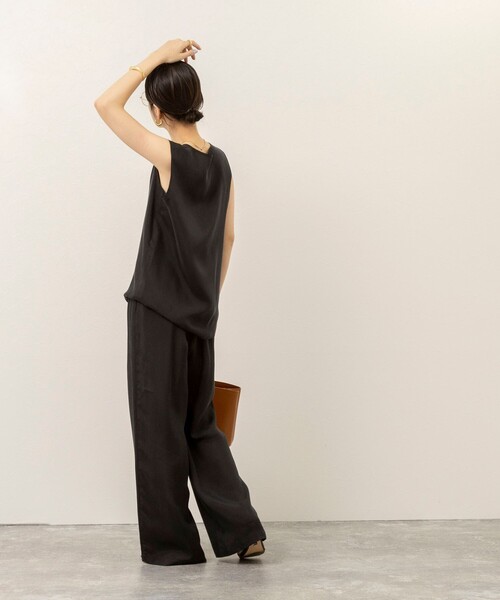 MAQWEL（マクウェル）の「《セットアップ対応》【MAQWEL/マクウェル】ウォッシャブルサテンパンツ（その他パンツ・レディース・ブラック/ダークブラウン/オフホワイト・M/S）」の5枚目の写真