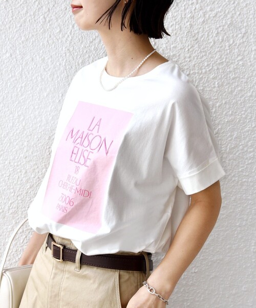 SHIPS(シップス)の「【WEB限定】オーガニック コットン ロゴ フレンチスリーブ TEE(Tシャツ/カットソー・レディース・ベージュ/ブラウン/チャコールグレー/オフホワイト・ONE SIZE)」の10枚目の写真