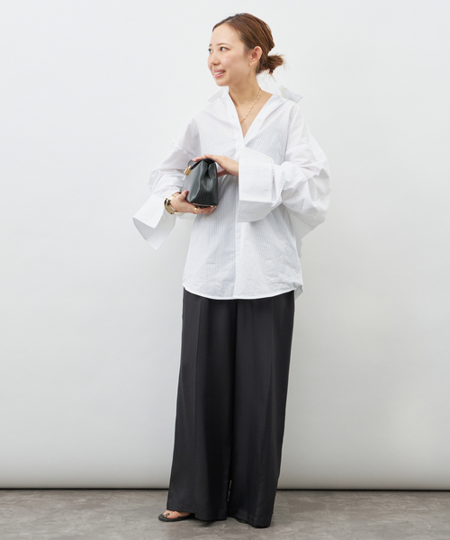 Deuxieme Classe(ドゥーズィエムクラス)の「*【Raspail/ラスパイユ】Tuck Pants(スラックス・レディース・ネイビー/ベージュ・38/36)」の8枚目の写真