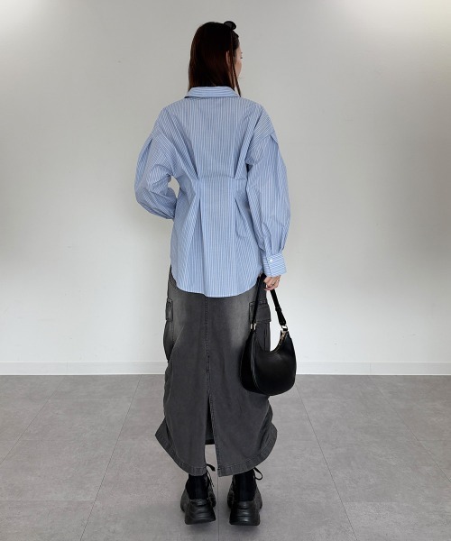 mellomela.(メロメラ)の「ウエストタックシャツ(シャツ/ブラウス・レディース・オフホワイト/ブルー系3/ベージュ系その他2/ホワイト系8/サックスブルー・FREE)」の20枚目の写真