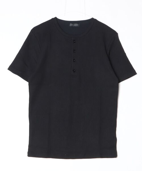TETE HOMME(テットオム)の「展開店舗限定 サーマル ヘンリーネックショートスリーブTシャツ(Tシャツ/カットソー・メンズ・ネイビー/ブラック/ホワイト・MEDIUM/X-LARGE/LARGE)」の3枚目の写真