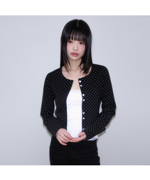 Dot Button Point Cardigan [Black]