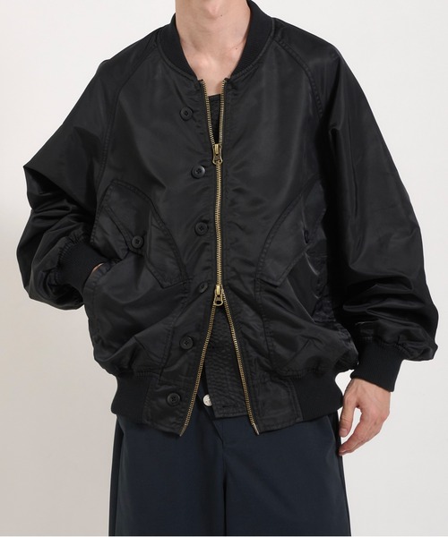 Perushu(ペルーシュ)の「L2B double zip up button flight jacket/L2B ダブルジップボタンフライトジャケット(ブルゾン・メンズ・カーキ/ブラック/ブラウン・MEDIUM/LARGE)」の20枚目の写真