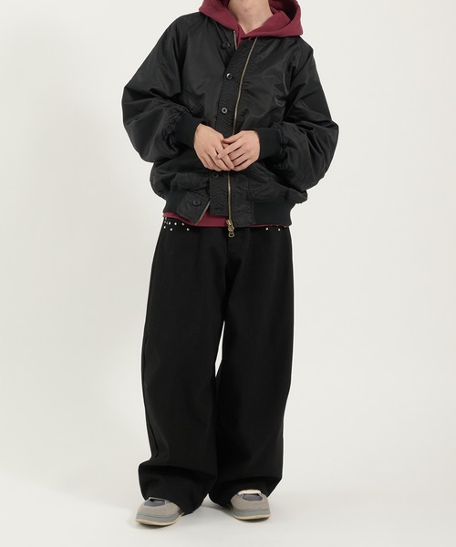 Perushu(ペルーシュ)の「L2B double zip up button flight jacket/L2B ダブルジップボタンフライトジャケット(ブルゾン・メンズ・カーキ/ブラック/ブラウン・MEDIUM/LARGE)」の10枚目の写真