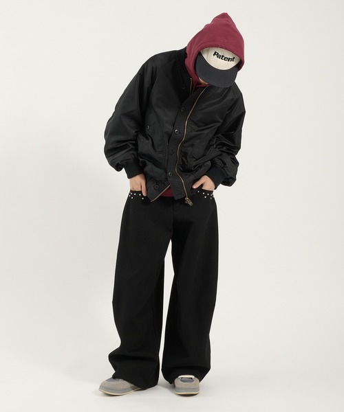 Perushu(ペルーシュ)の「L2B double zip up button flight jacket/L2B ダブルジップボタンフライトジャケット(ブルゾン・メンズ・カーキ/ブラック/ブラウン・MEDIUM/LARGE)」の12枚目の写真