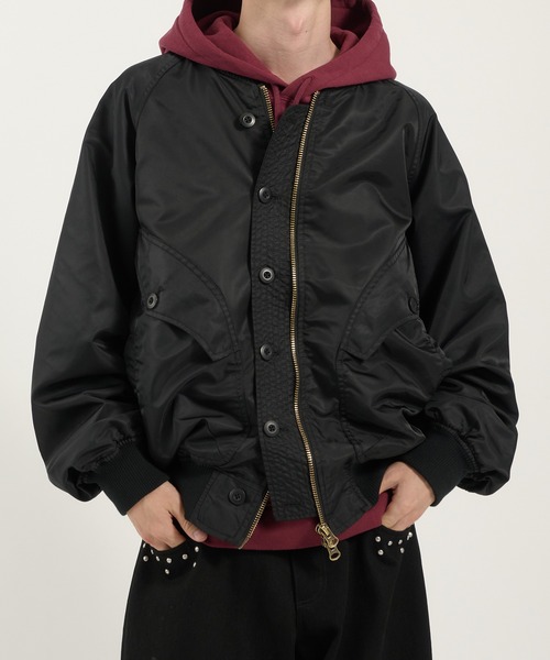 Perushu(ペルーシュ)の「L2B double zip up button flight jacket/L2B ダブルジップボタンフライトジャケット(ブルゾン・メンズ・カーキ/ブラック/ブラウン・MEDIUM/LARGE)」の8枚目の写真