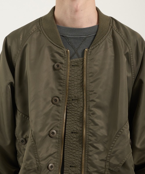 Perushu(ペルーシュ)の「L2B double zip up button flight jacket/L2B ダブルジップボタンフライトジャケット(ブルゾン・メンズ・カーキ/ブラック/ブラウン・MEDIUM/LARGE)」の4枚目の写真