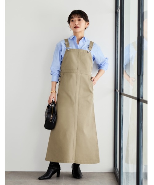 COHINA(コヒナ)の「【Dickies×COHINA】ジャンパースカート 【低身長・小柄女性】(ジャンパースカート・レディース・グレー/ベージュ/カーキ・SHORT/REGULAR)」の3枚目の写真