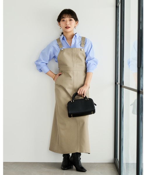 COHINA(コヒナ)の「【Dickies×COHINA】ジャンパースカート 【低身長・小柄女性】(ジャンパースカート・レディース・グレー/ベージュ/カーキ・SHORT/REGULAR)」の4枚目の写真