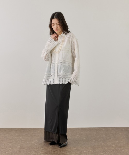 ADAM ET ROPE'（アダムエロペ）の「バイカラーエラスティックスカート（スカート・レディース・ブラウン系その他/ホワイト系その他5・FREE）」の4枚目の写真