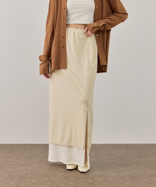 ADAM ET ROPE'（アダムエロペ）の「バイカラーエラスティックスカート（スカート・レディース・ブラウン系その他/ホワイト系その他5・FREE）」の6枚目の写真