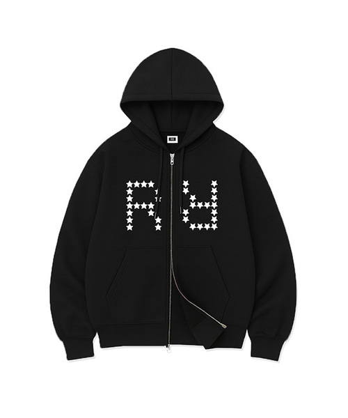 RANDOMOFF(ランダムオフ)の「STAR GRID BOLD OVER FIT 2-WAY ZIP-UP (2color)(パーカー・メンズ・グレー/ブラック・LARGE/MEDIUM/SMALL/X-LARGE)」の1枚目の写真