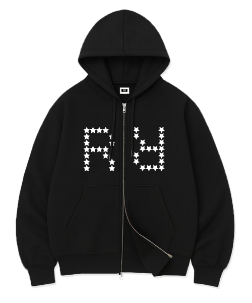 RANDOMOFF(ランダムオフ)の「STAR GRID BOLD OVER FIT 2-WAY ZIP-UP (2color)(パーカー・メンズ・グレー/ブラック・LARGE/MEDIUM/SMALL/X-LARGE)」の3枚目の写真