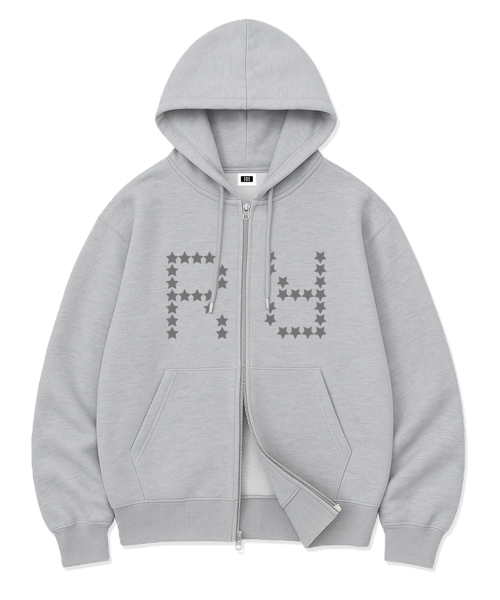 RANDOMOFF(ランダムオフ)の「STAR GRID BOLD OVER FIT 2-WAY ZIP-UP (2color)(パーカー・メンズ・グレー/ブラック・LARGE/MEDIUM/SMALL/X-LARGE)」の4枚目の写真