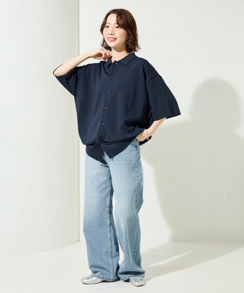 FREAK'S STORE（フリークスストア）の「限定展開 Relax Fit リラックスフィット クールタッチ ポロカラー ショートスリーブ ニットシャツ（ポロシャツ・メンズ・ブラック/チャコールグレー/ブラウン/ネイビー・LARGE/MEDIUM）」の20枚目の写真