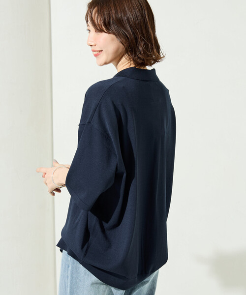 FREAK'S STORE（フリークスストア）の「限定展開 Relax Fit リラックスフィット クールタッチ ポロカラー ショートスリーブ ニットシャツ（ポロシャツ・メンズ・ブラック/チャコールグレー/ブラウン/ネイビー・LARGE/MEDIUM）」の12枚目の写真