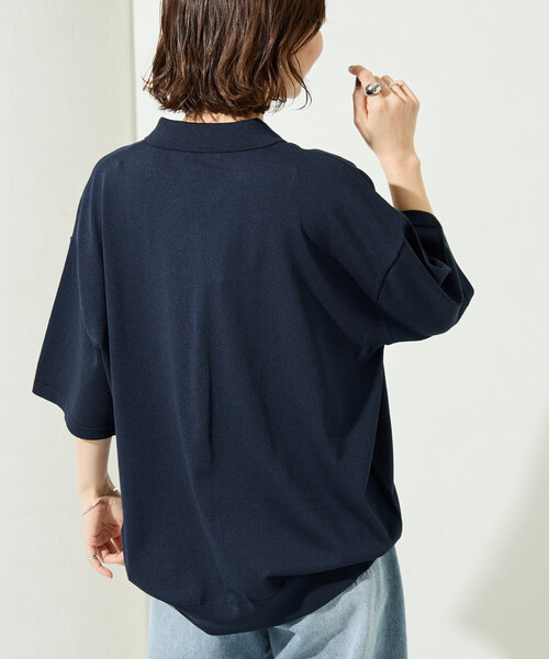 FREAK'S STORE（フリークスストア）の「限定展開 Relax Fit リラックスフィット クールタッチ ポロカラー ショートスリーブ ニットシャツ（ポロシャツ・メンズ・ブラック/チャコールグレー/ブラウン/ネイビー・LARGE/MEDIUM）」の13枚目の写真