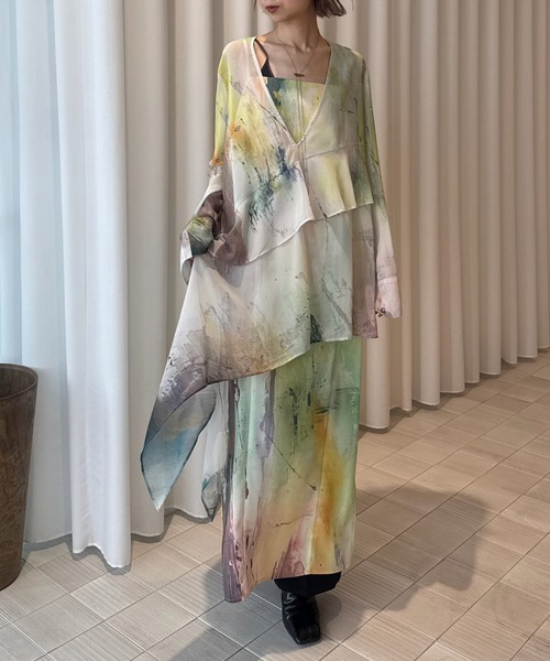 Ameri☆PAINTED TEXTURE ART LAYERED DRESS PAINTED TEXTURE ART LAYERED DRESS（ドレス）｜Ameri（アメリ）の