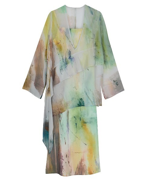 PAINTED TEXTURE ART LAYERED DRESS（ドレス）｜Ameri（アメリ）の