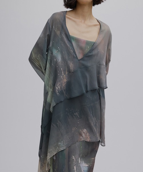 PAINTED TEXTURE ART LAYERED DRESS（ドレス）｜Ameri（アメリ）の