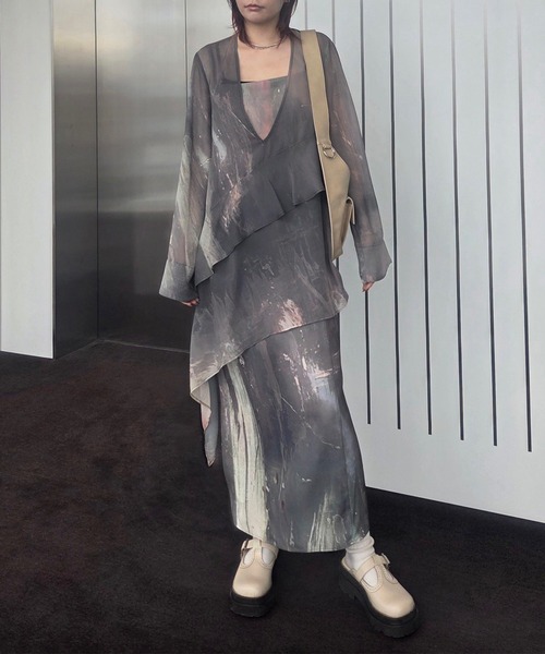 Ameri☆PAINTED TEXTURE ART LAYERED DRESS PAINTED TEXTURE ART LAYERED DRESS（ドレス）｜Ameri（アメリ）の