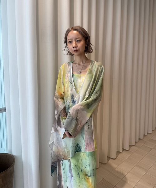 PAINTED TEXTURE ART LAYERED DRESS（ドレス）｜Ameri（アメリ）の