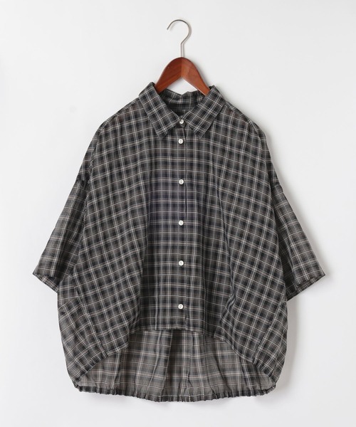 niko and...（ニコアンド）の「[MODE NORM CORE] シアー先染めコクーンシャツ（シャツ/ブラウス・レディース・ブルー/オフホワイト/ブラック・FREE）」の5枚目の写真