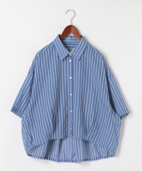 niko and...（ニコアンド）の「[MODE NORM CORE] シアー先染めコクーンシャツ（シャツ/ブラウス・レディース・ブルー/オフホワイト/ブラック・FREE）」の6枚目の写真