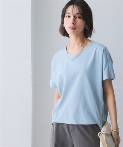 nissen（ニッセン）の「マルチドライカットソーVネックコクーンゆるシルエットプルオーバー（水陸両用・接触冷感・UVカット・吸汗速乾）＜大きいサイズ有＞（Tシャツ/カットソー・レディース・ベージュ/ライトグリーン/ピンク/ブルー/チャコールグレー/アイボリー・3L/LL/L/M/S）」の10枚目の写真